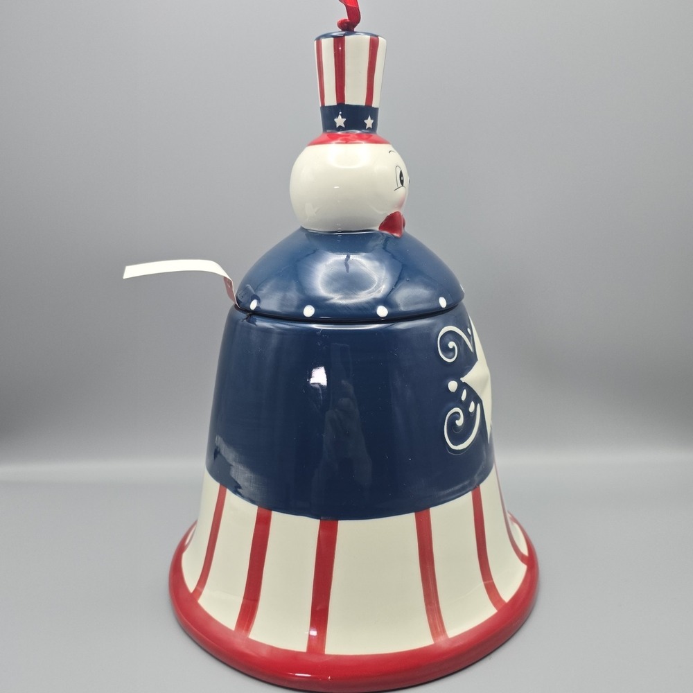 Johanna‎ Parker Carnival Cottage Mr Liberty Bell Cookie Jar Patriotic Canister - Picture 5 of 16